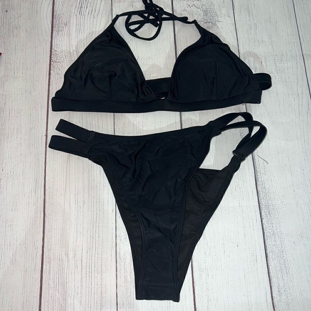 2 piece black triangle bikini  size large